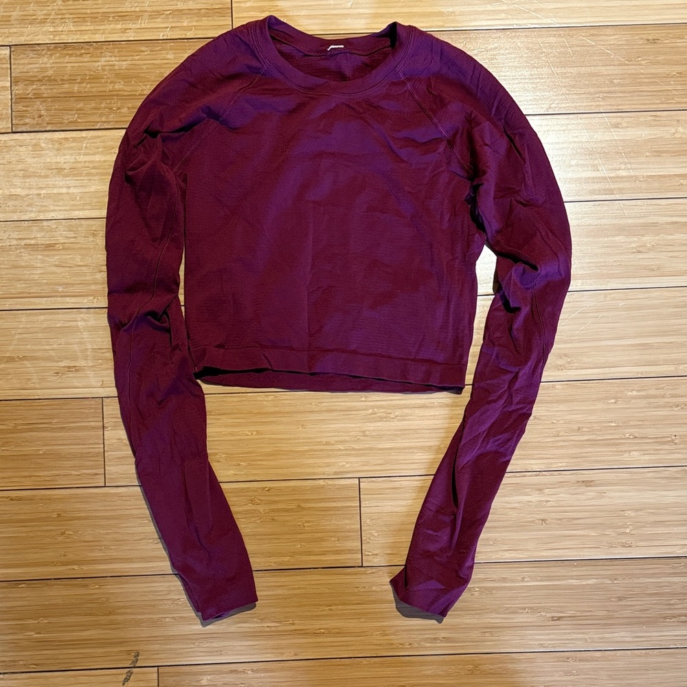 Garnet Lululmeon Swiftly Cropped Long sleeve